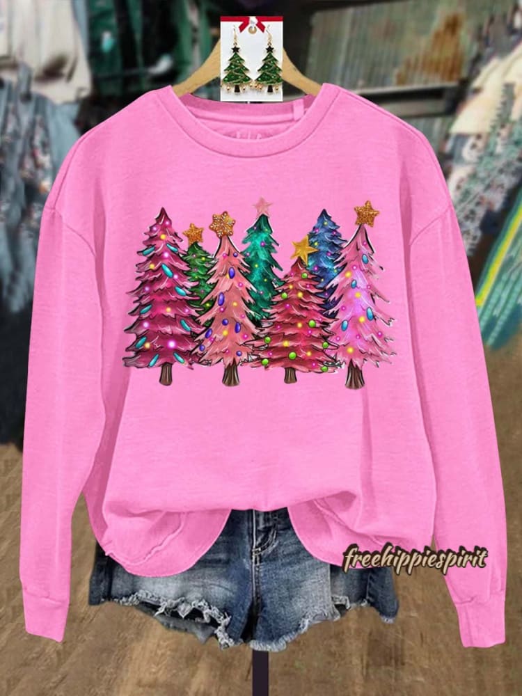 Lovely Christmas Tree Art Print Casual Sweatshirt