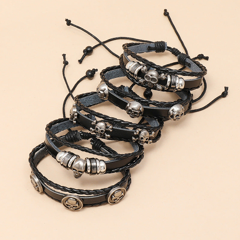 Vintage Gothic Skull Five Piece Bracelet