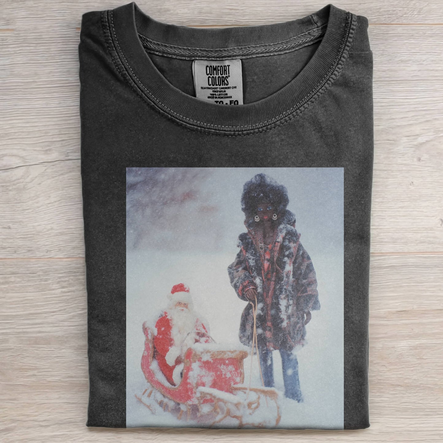 SNOWY SANTA CLAUS AND BLACK BARBIECORE T-SHIRTS