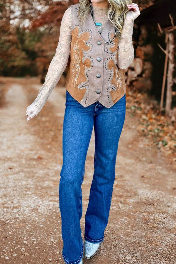 Beautiful Boot Stitch Suede Vest