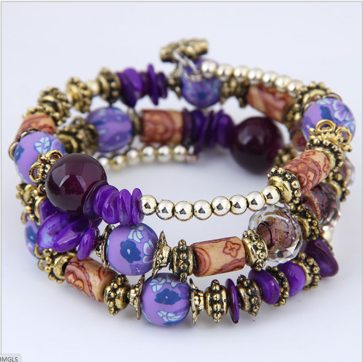 Ladies Retro Tassel Round Bead Creative Multilayer Bracelet