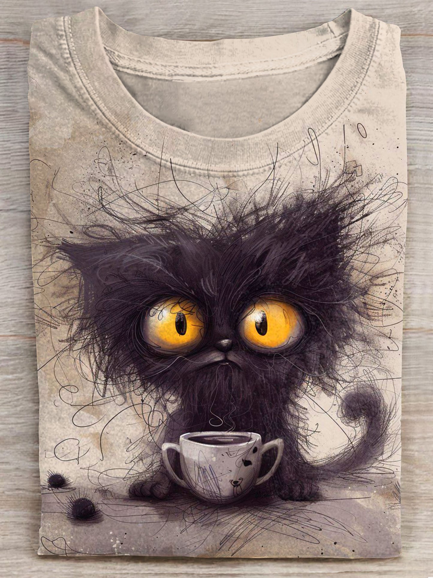 Monday Morining Cat Art Print Casaul Short Sleeve T-shirt