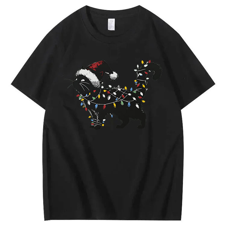 Cute Cat Christmas 100% Cotton T-Shirt