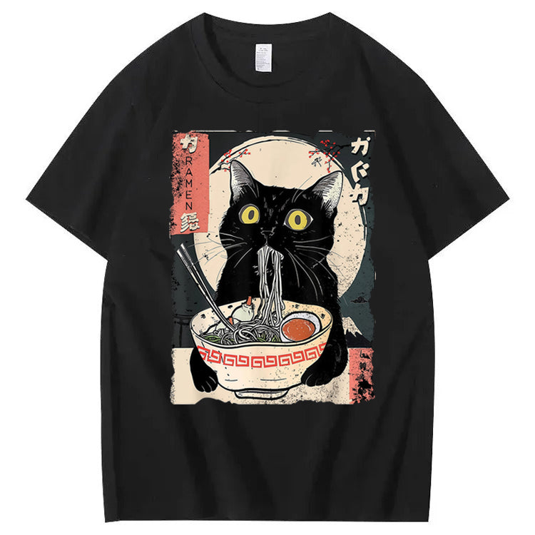 Ramen Cat Japanese Art 100% Cotton T-Shirt