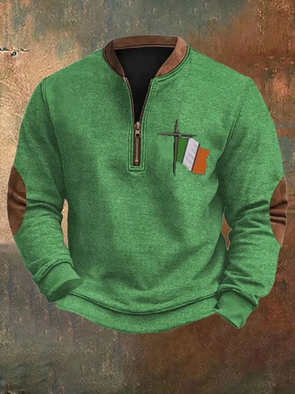 Men's St. Patrick's Day Cross Zip-Up Sweatshirt