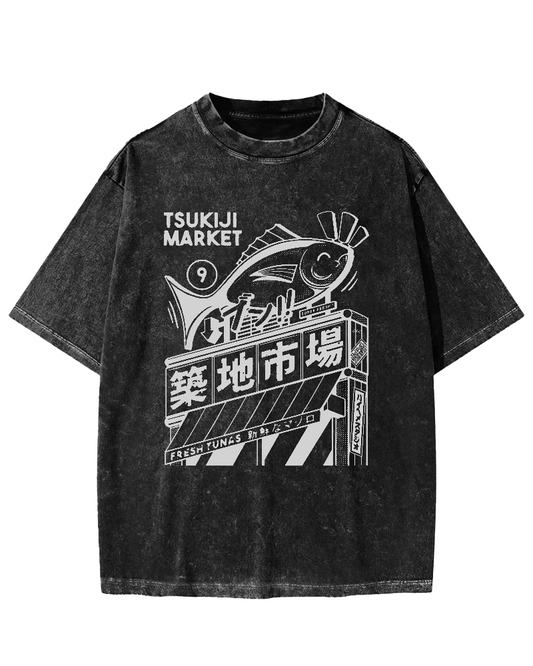 Tsukiji Seafood Market Vintage Washed T-shirt