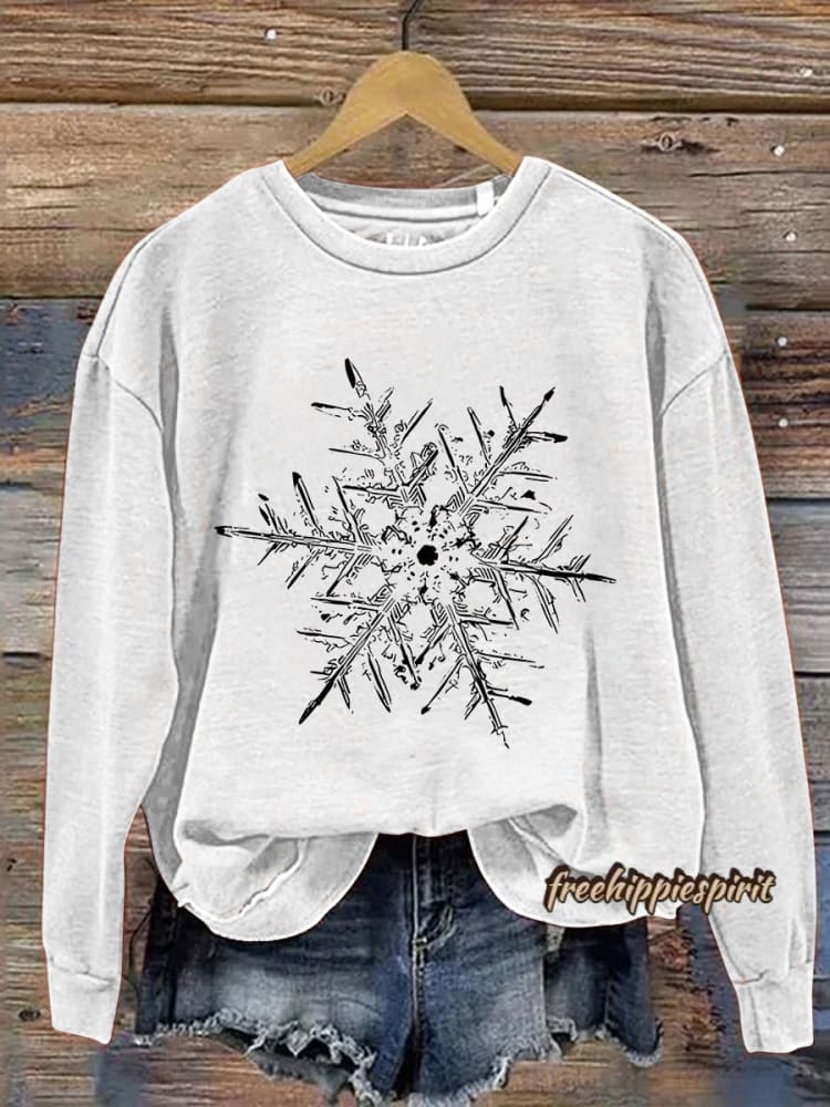 Snowflake Winter Christmas Print Casual Sweatshirt