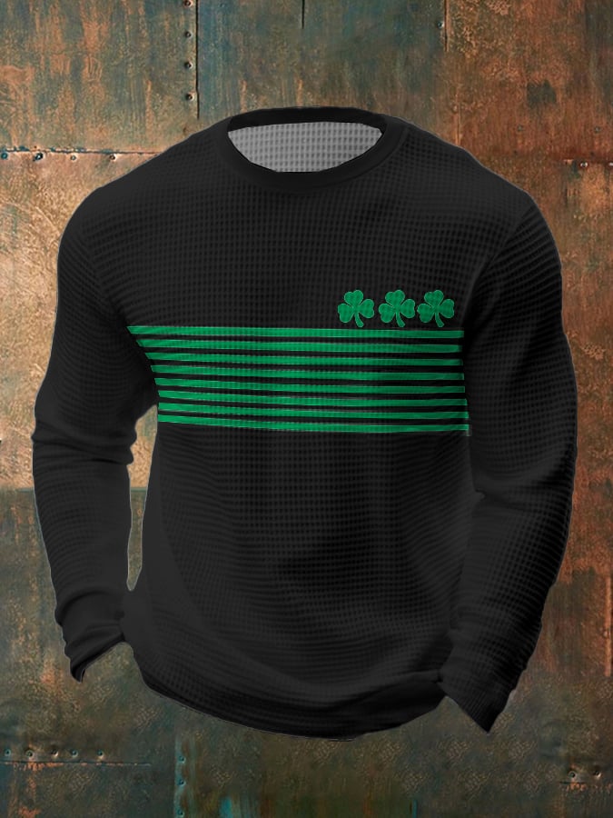 Men's St. Patrick's Day Stripe Contrast Waffle T-shirt