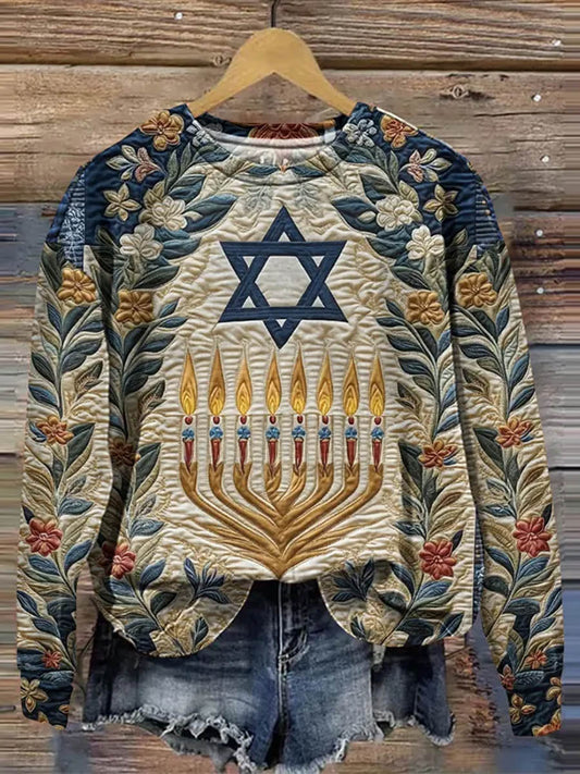 Happy Hanukkah Art Print Casual Sweatshirt