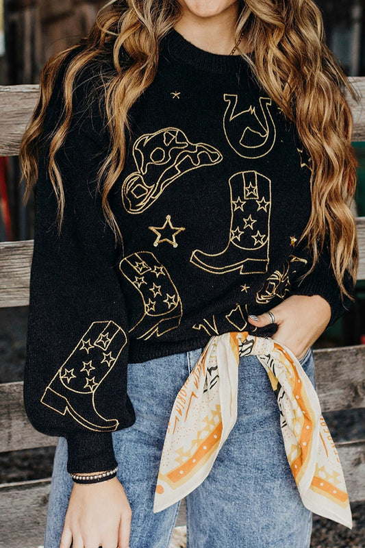 Western Boots Hat Graphic Sweater