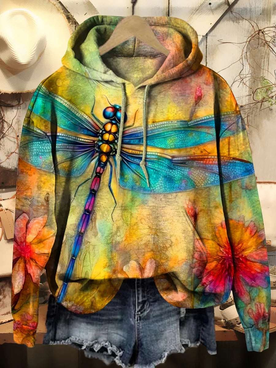 Women's Dragonfly Printed Crew Neck T-Shirt