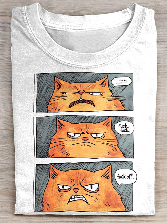 Cat Funny Art Print Casaul Short Sleeve T-shirt