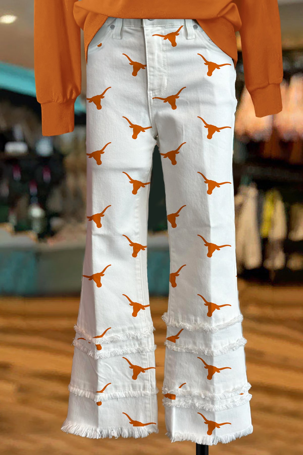 Texas Longhorns Print Raw Edge Pants