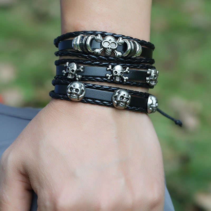 Vintage Gothic Skull Five Piece Bracelet