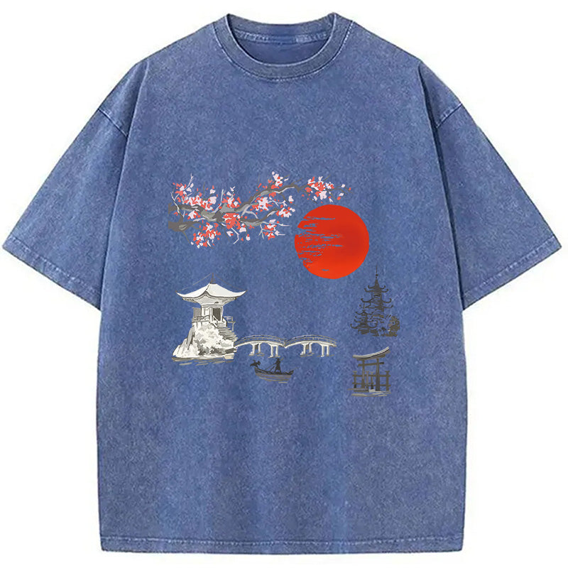 Japanese temple Washed T-Shirt