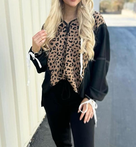 Leopard Print Half-zip Sweatshirt