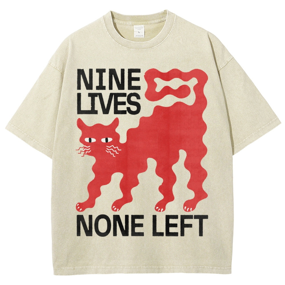 Unisex Cat Printed Washed Tee