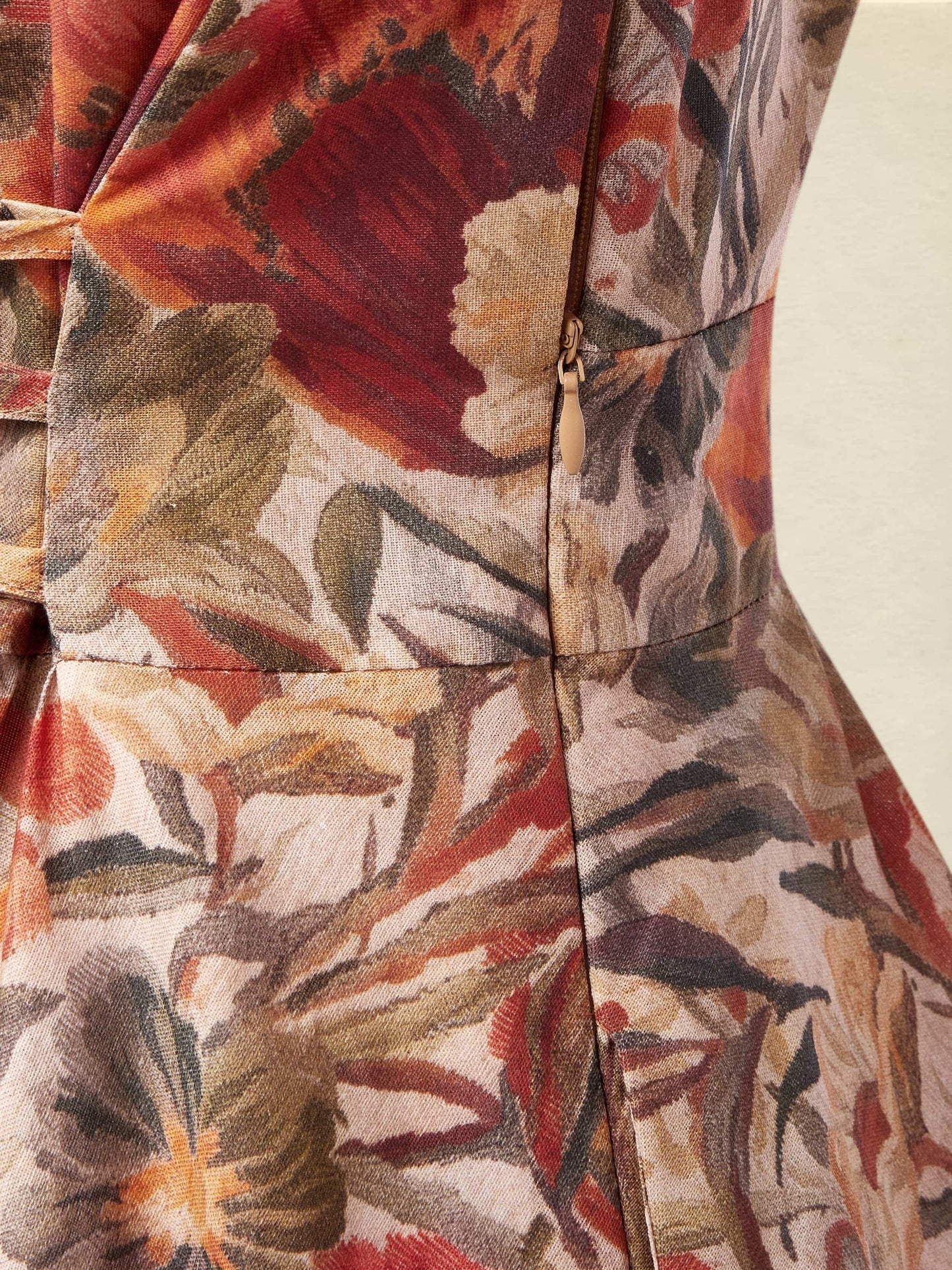 Midi Linen Dress, Long Sleeves, V Neck, Floral, Pocket Design, Vacation, Vintage, Yellow Brown