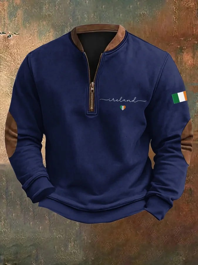 Men's Ireland Art Print Zip Collar Sweatshirt