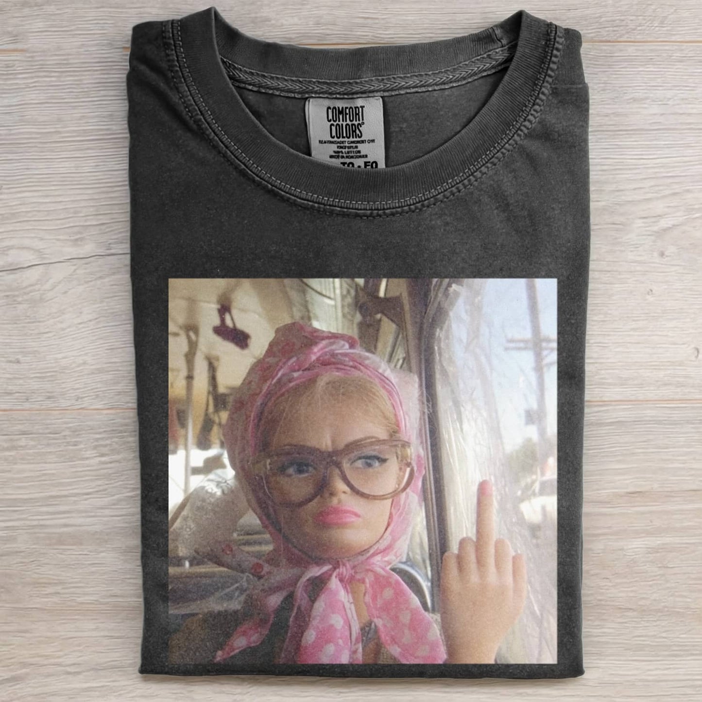 MIDDLE FINGER DISGUSTED DOLL GIRL FACE MEME TEE