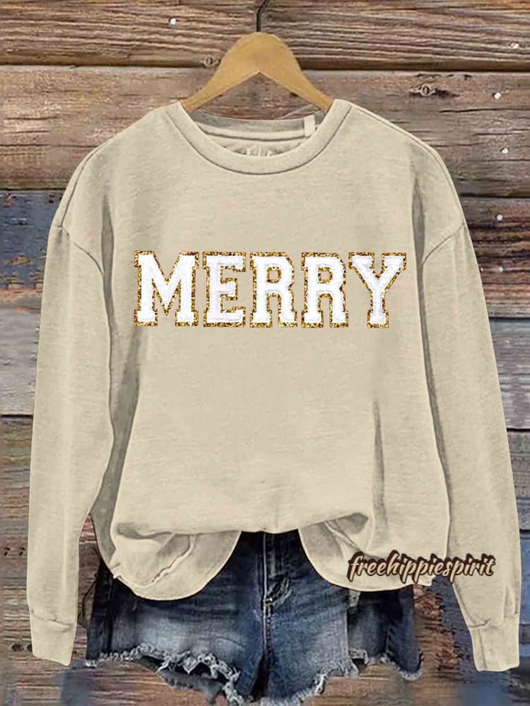 Merry Christmas Print Casual Sweatshirt