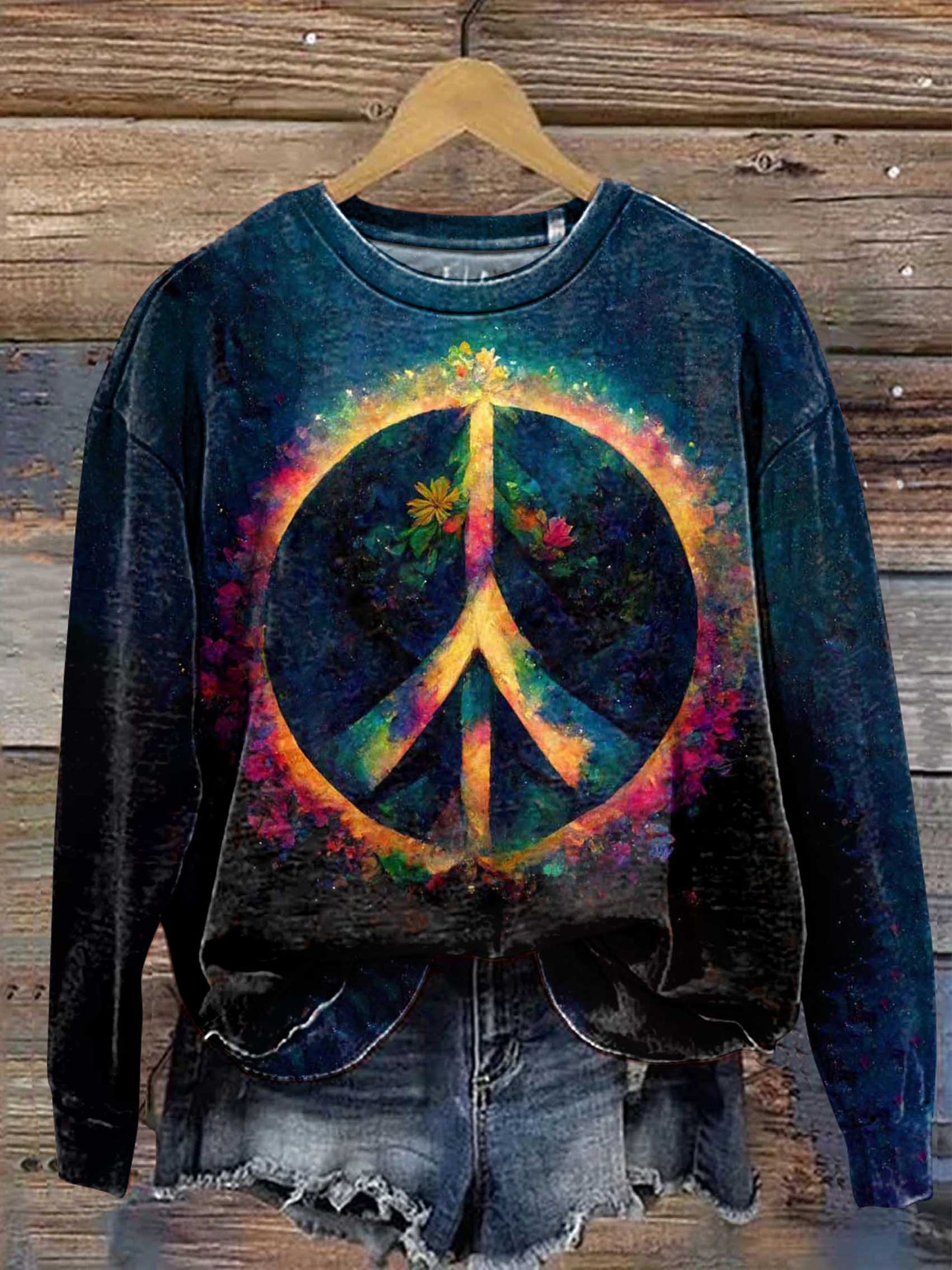 Retro Hippie Peace Sign Love and Peace Casual Sweatshirt