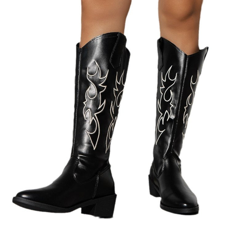 Womens Cowboy Embroidery High Western Boots