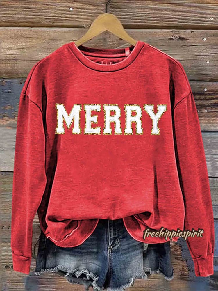 Merry Christmas Print Casual Sweatshirt