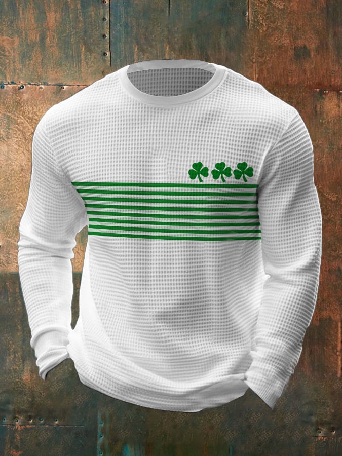 Men's St. Patrick's Day Stripe Contrast Waffle T-shirt