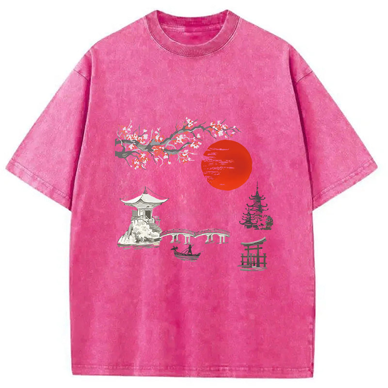 Japanese temple Washed T-Shirt