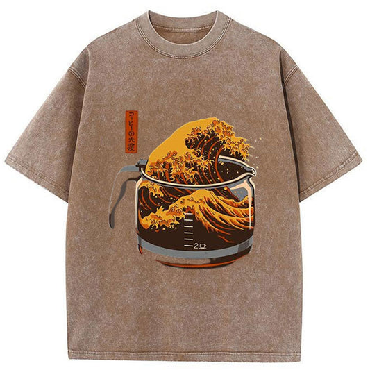Taidalw The Great Wave Off Coffee Japanese Washed T-Shirt