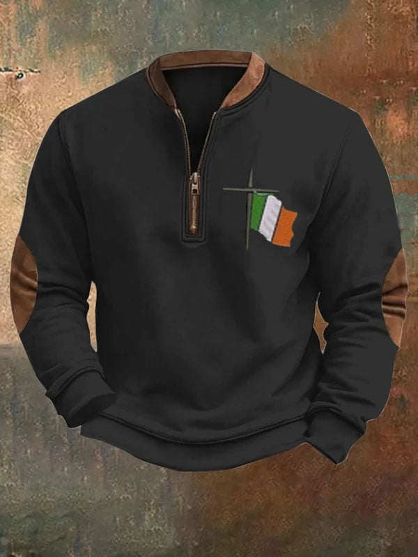 Men's St. Patrick's Day Cross Zip-Up Sweatshirt