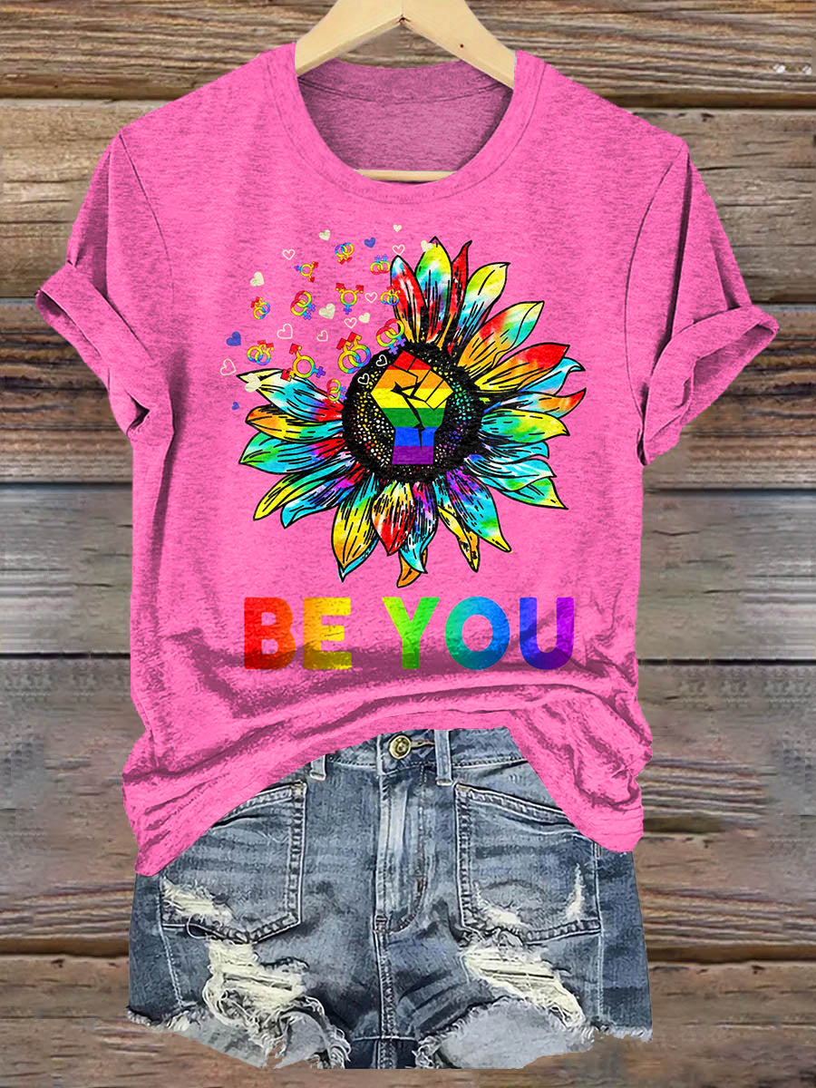 Hippie Be You Art Print Casaul Short Sleeve T-shirt