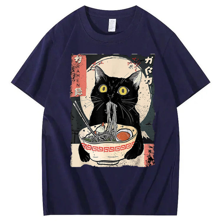 Ramen Cat Japanese Art 100% Cotton T-Shirt
