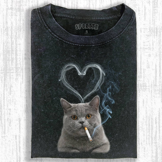 SMOKING CAT MEME T-SHIRT