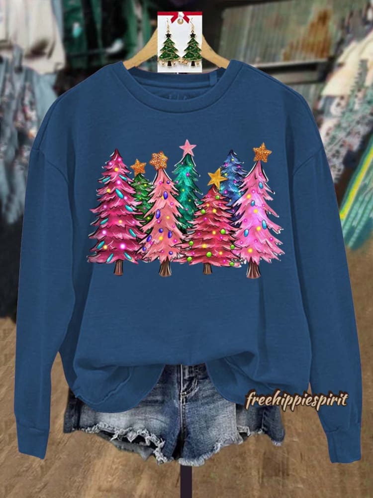 Lovely Christmas Tree Art Print Casual Sweatshirt