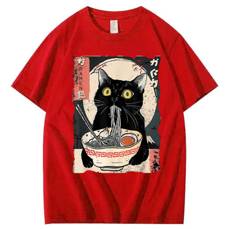 Ramen Cat Japanese Art 100% Cotton T-Shirt