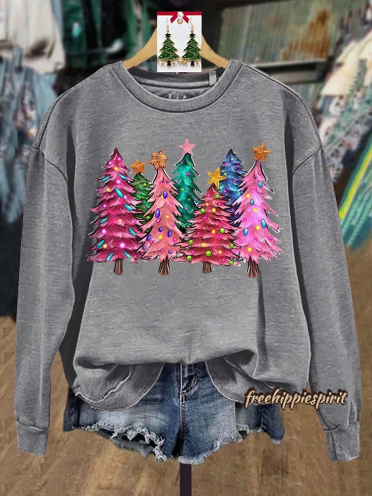 Lovely Christmas Tree Art Print Casual Sweatshirt