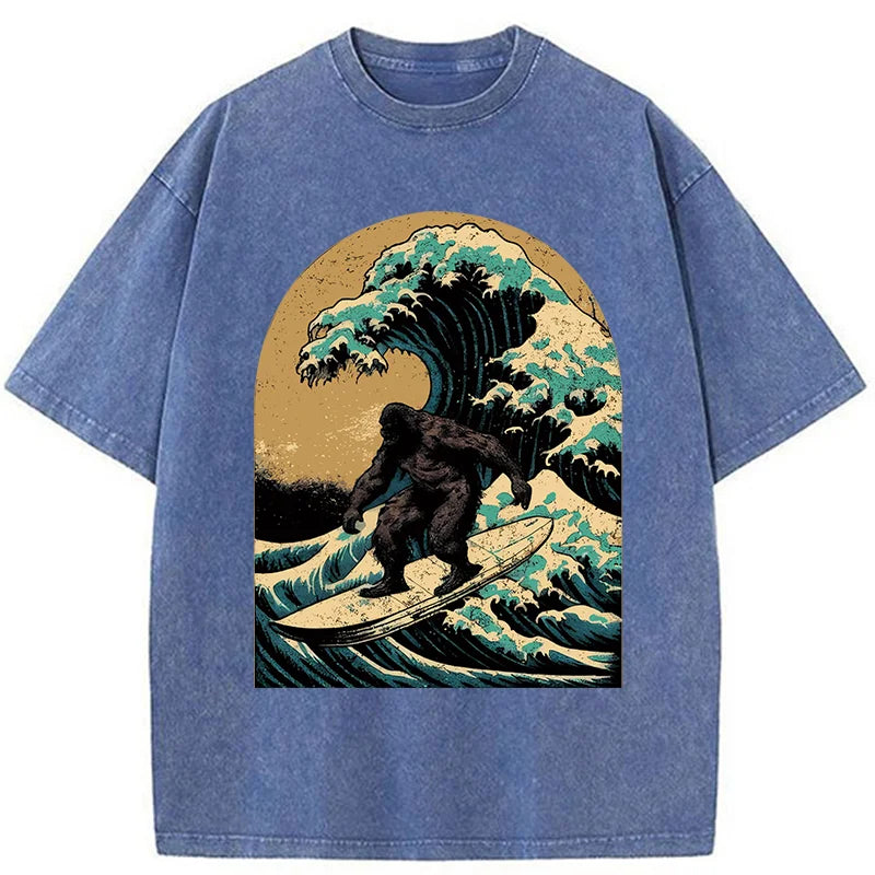 Bigfoot Surfing Washed T-Shirt
