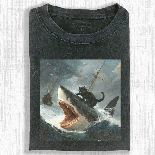 FAT CAT VS SHARK T-SHIRT