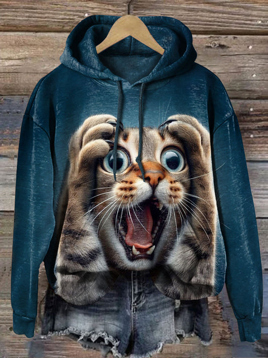 OMG Funny Cat Art Print Casual  Sweatshirt