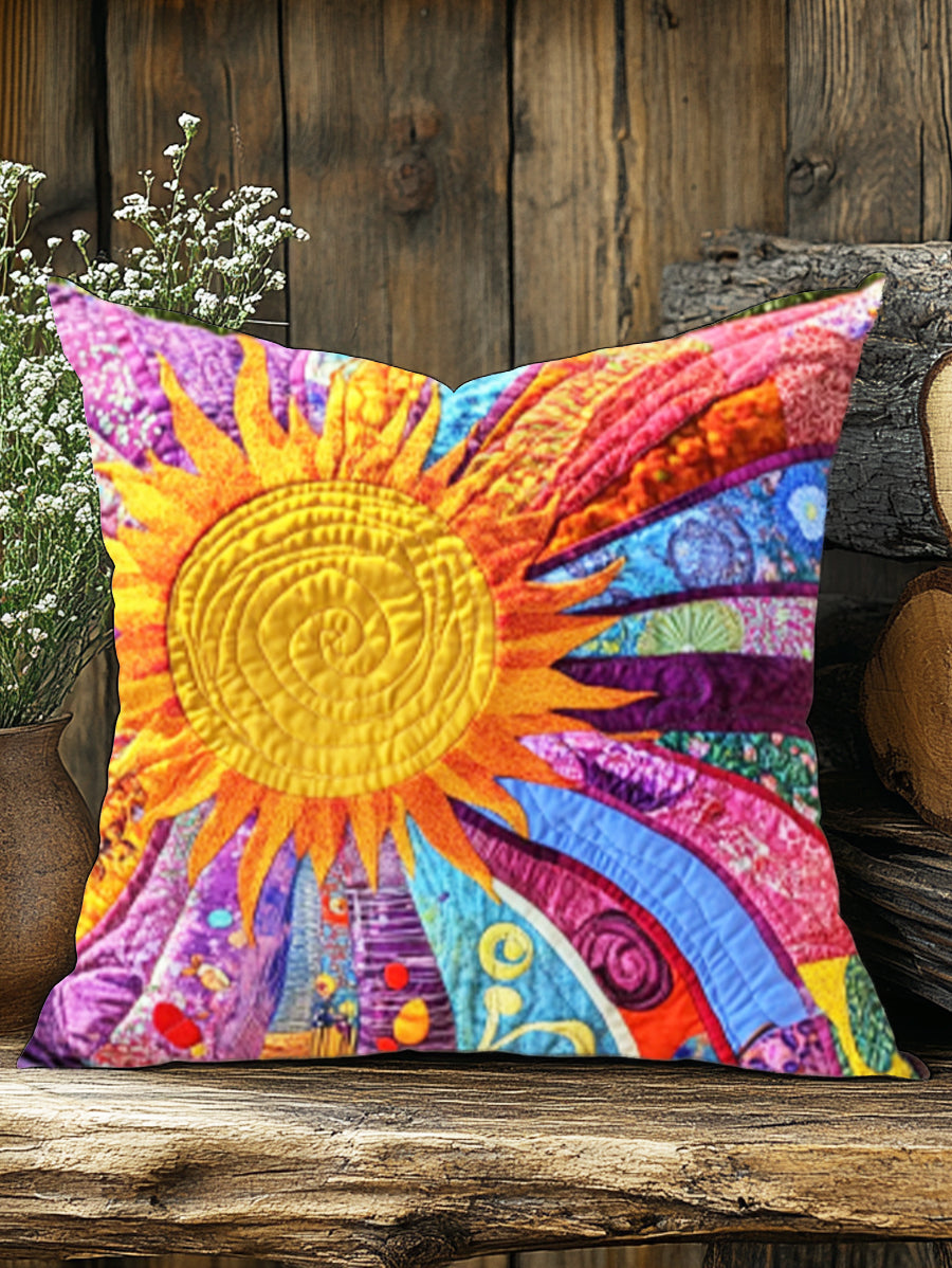 Colorful Sun Collage Art Print Casual Pillow