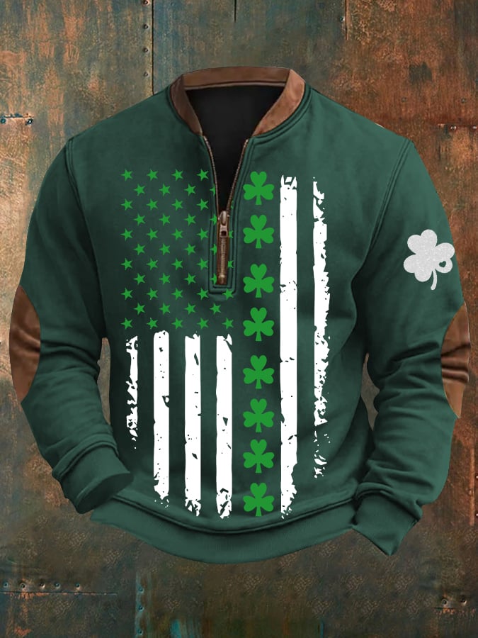 Men's t. Patrick's Day Irish Flag Shamrock Casual Pullover