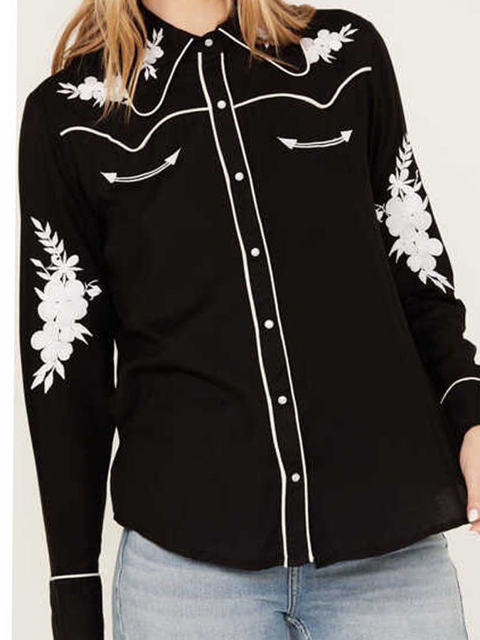 Women's Vintage Western Print Long Sleeve Shirt