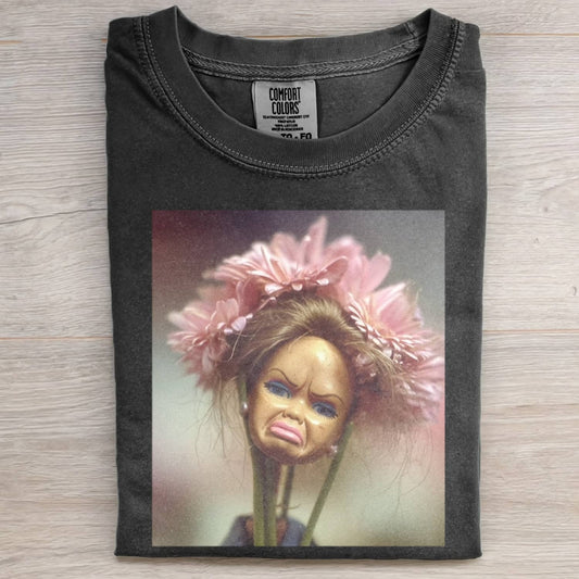 DISGUSTED DOLL FLORAL GIRL FUNNY MEME TEE