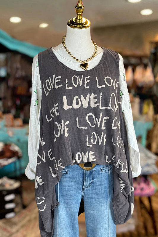 Vintage Love Print Vest