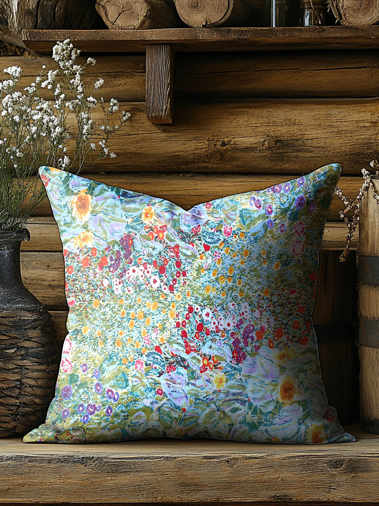 Colorful Flower Print Casual Pillow