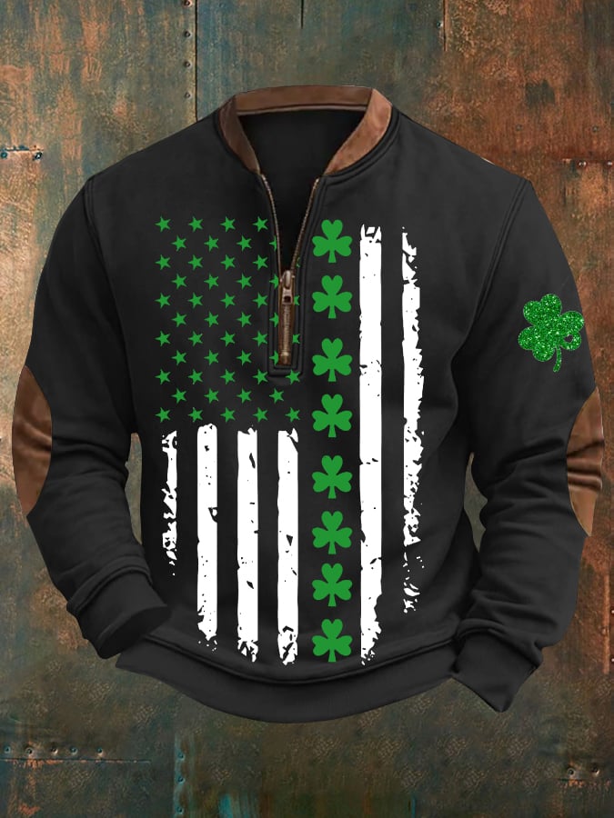 Men's t. Patrick's Day Irish Flag Shamrock Casual Pullover