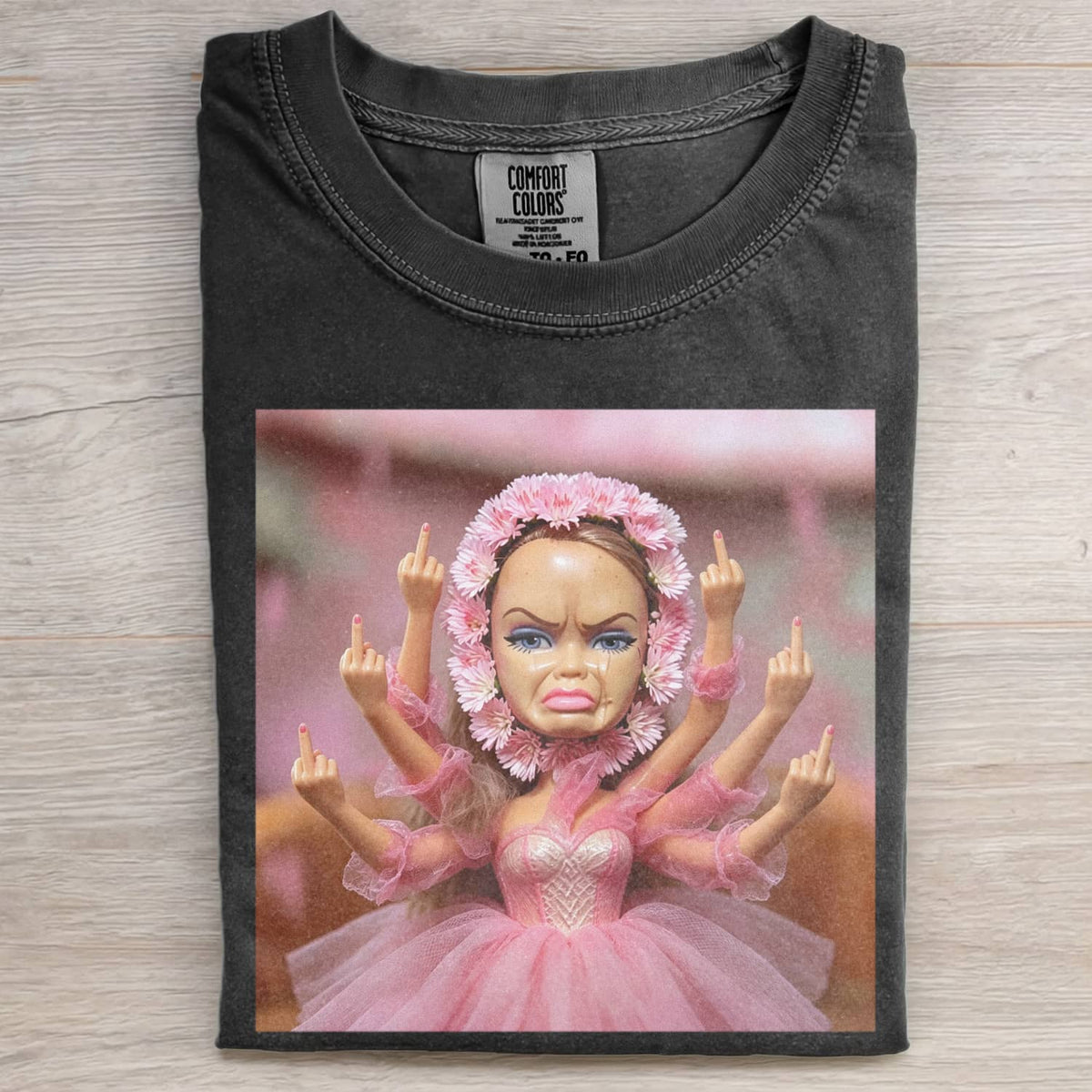 DISGUSTED DOLL FLORAL GIRL FUNNY MEME TEE