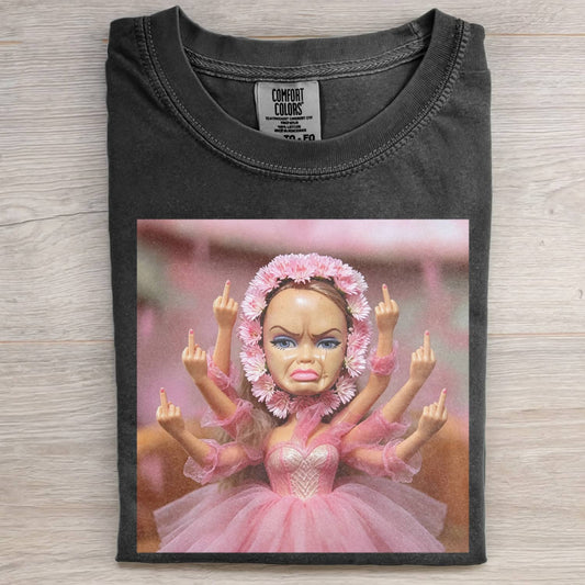 DISGUSTED DOLL FLORAL GIRL FUNNY MEME TEE